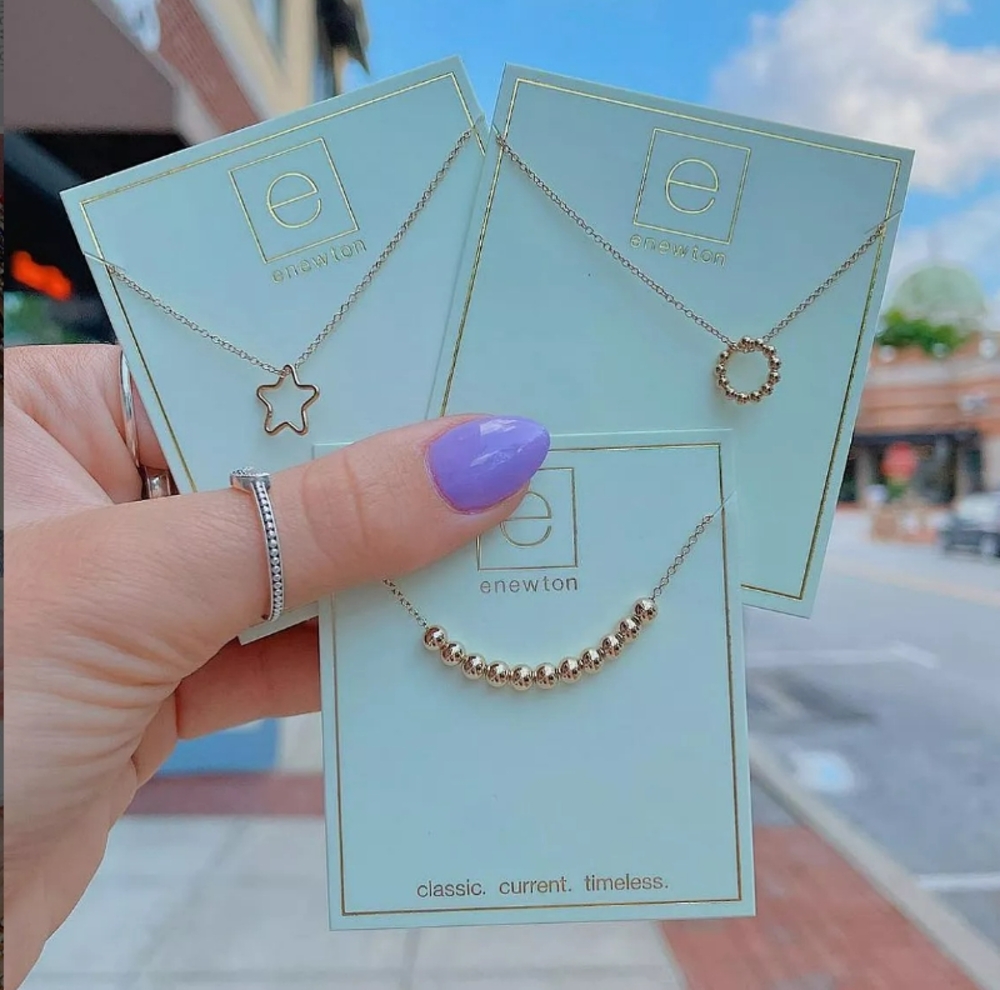 Newton Gold Star, Circle & Beaded Necklaces with Lavender Accent
